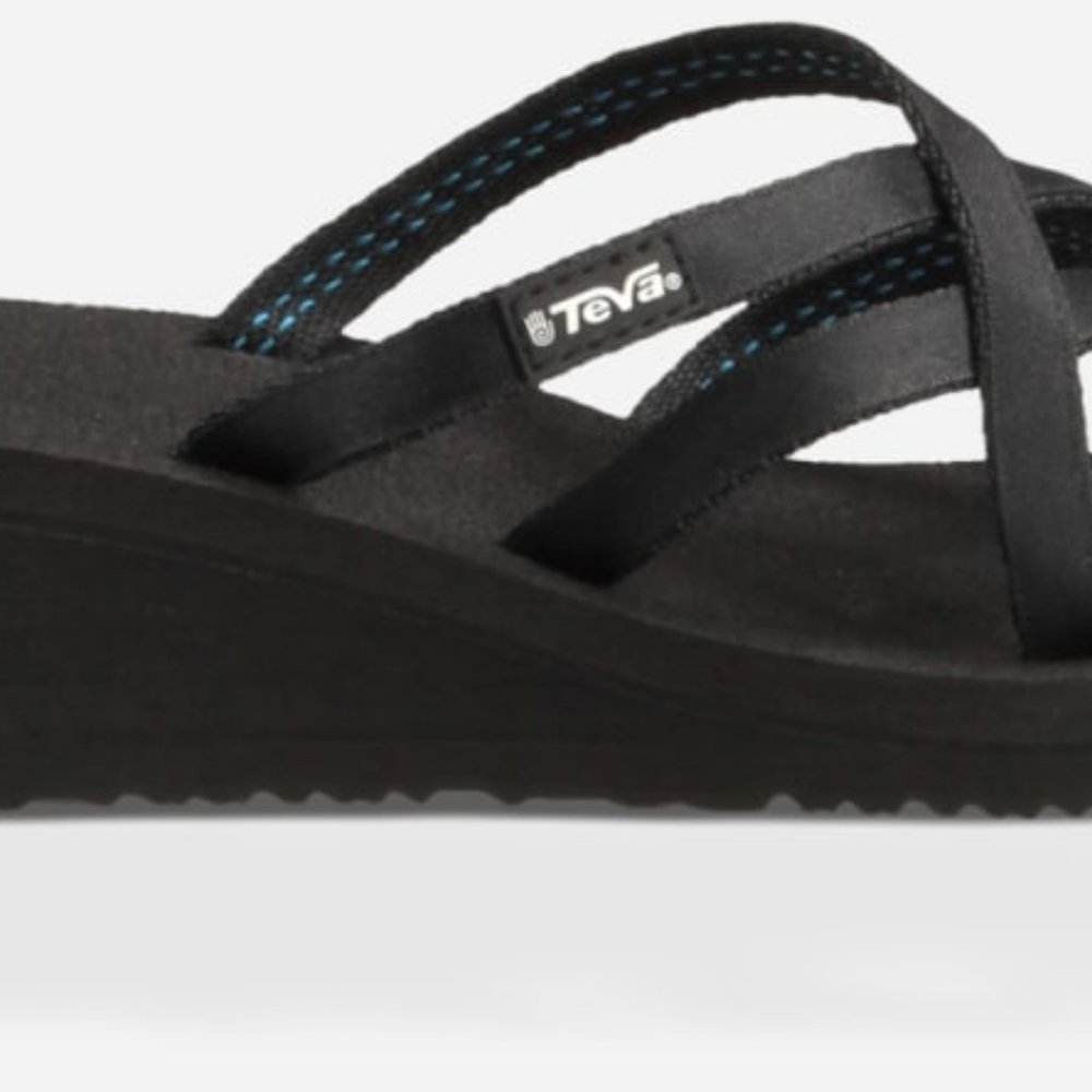 Black Teva Wedge Flip Flops Womens 9 EUC